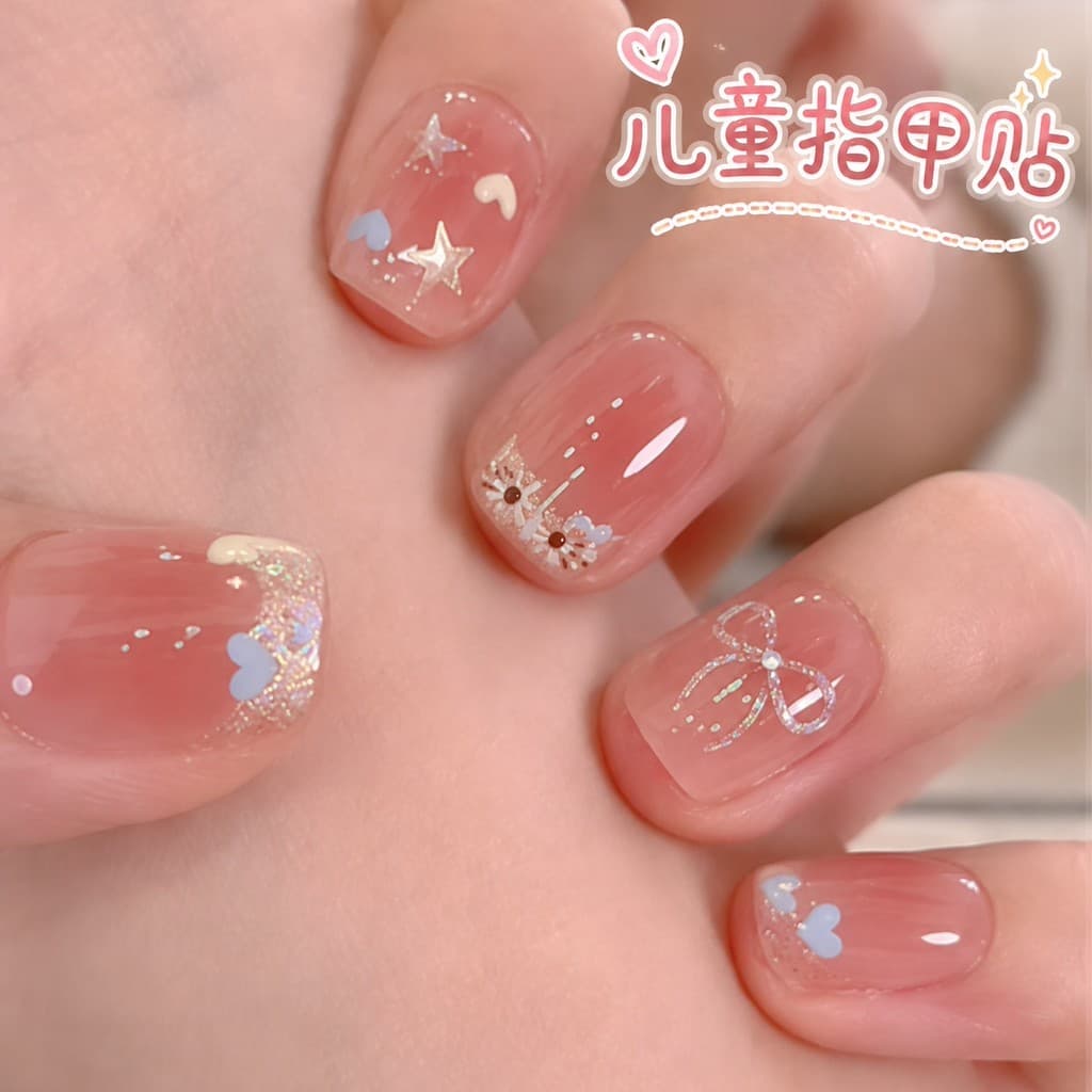 Crianças usando unhas meninas 2026 novo estilo High-End adesivos de unhas crianças meninas Manicure adesivos peças de un
