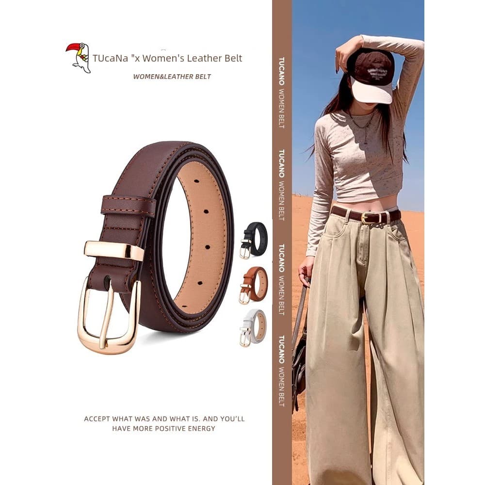 cinto feminino cinto feminino largo Woodpecker cinto feminino 2026 novo estilo de couro genuíno calças cinto simples All