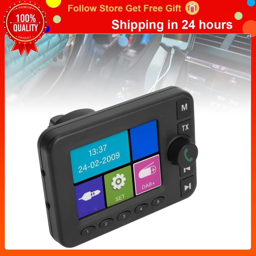Swsww Rádio digital DAB no receptor adaptador de carro com transmissor FM Bluetooth tela de 2,8 polegadas