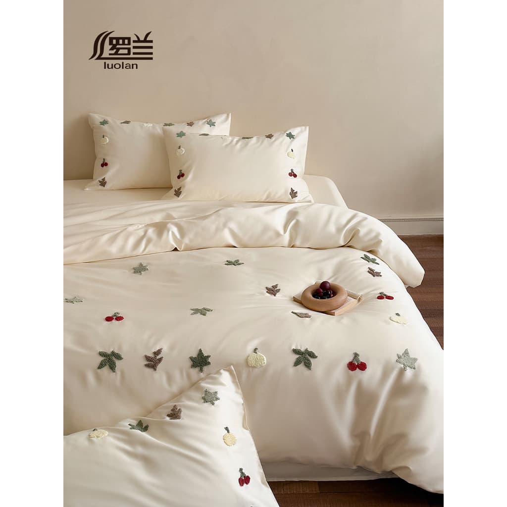 Roland Home Textiles Girl Algodão de fibra longa Conjunto de quatro peças de algodão Lençol Toalha Bordada Capa de edred