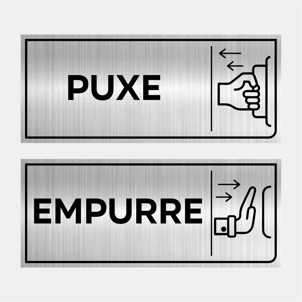 Kit Placas Sinalização Porta Puxe Empurre 24x10cm