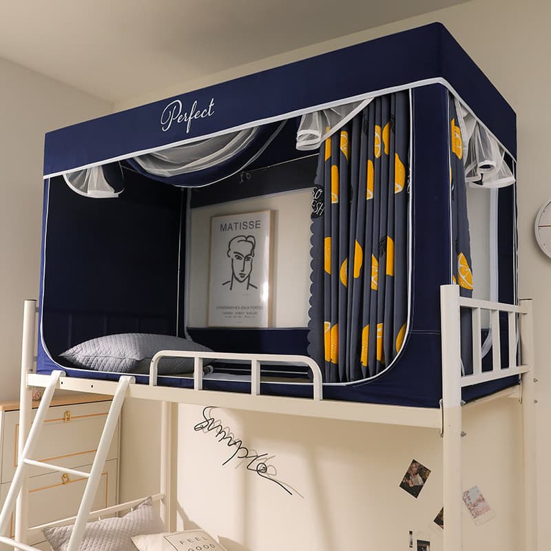 Cortina para cama de dormitório estudantil e mosquiteiro com suporte integrado, cortina para cama beliche individual par