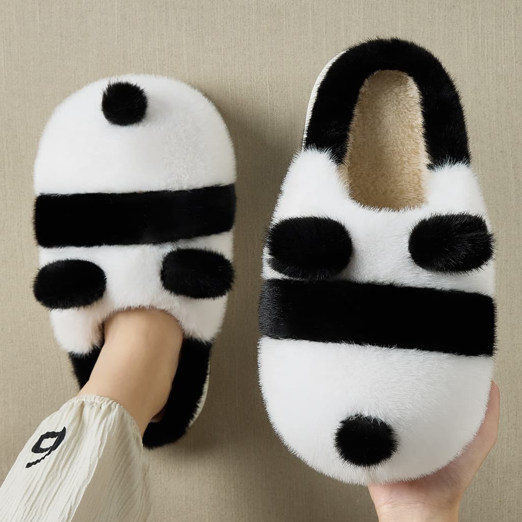 Bonito pequeno Panda chinelos de algodão feminino inverno 2025 novo estilo casa interior antiderrapante pelúcia quente c