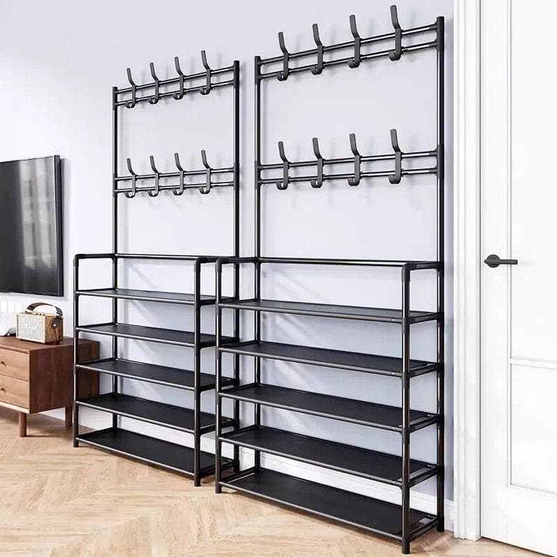 Simples integrado cabide rack doméstico multifuncional cabide de chão sapato rack porta Multi-camada combinação sapato c