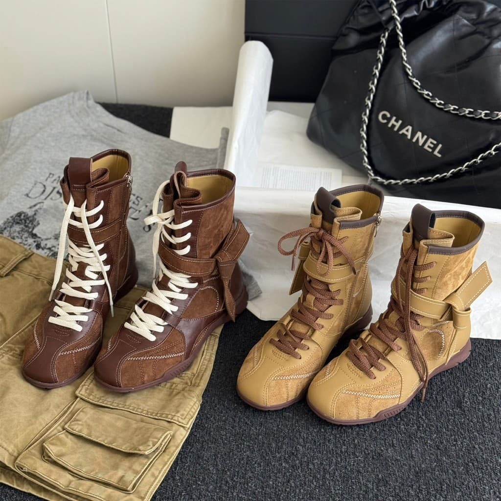 Retro treinamento alemão Martin botas casuais esportes botas curtas 2026 outono novo estilo dedo do pé redondo meados de