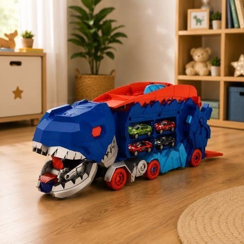 Carro Transformável Dinossauro Brinquedo Infantil Pista Corrida Mini Carros Liga Metálica