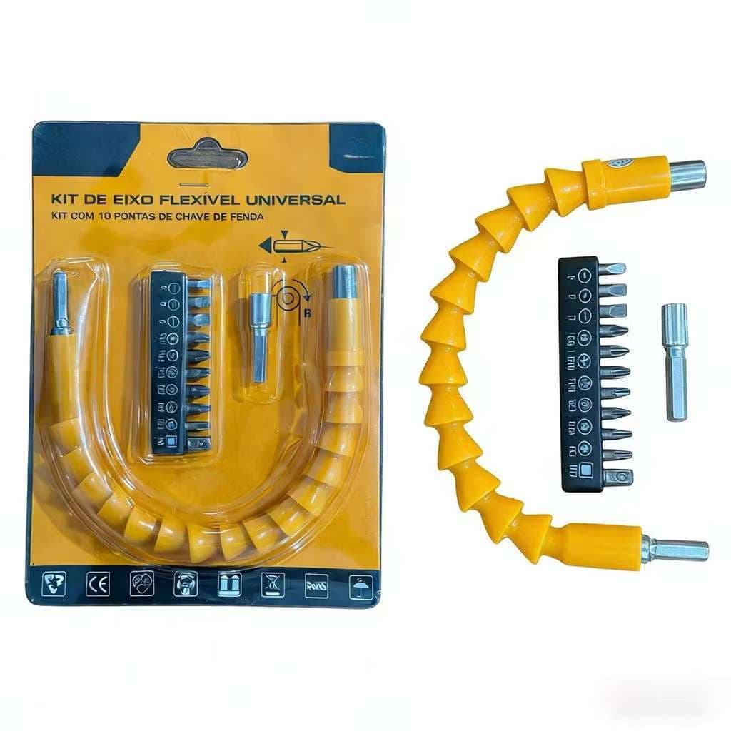 Extensão Eixo Prolongador Flexível 25cm Cabo Extensor Adaptador Parafusadeira com 12 Peças LL1 TOP