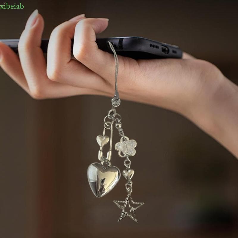 xibeiab Elegante Metálico Alça Telefone Símbolo Musical Chaveiro Acessório Para Chaves E