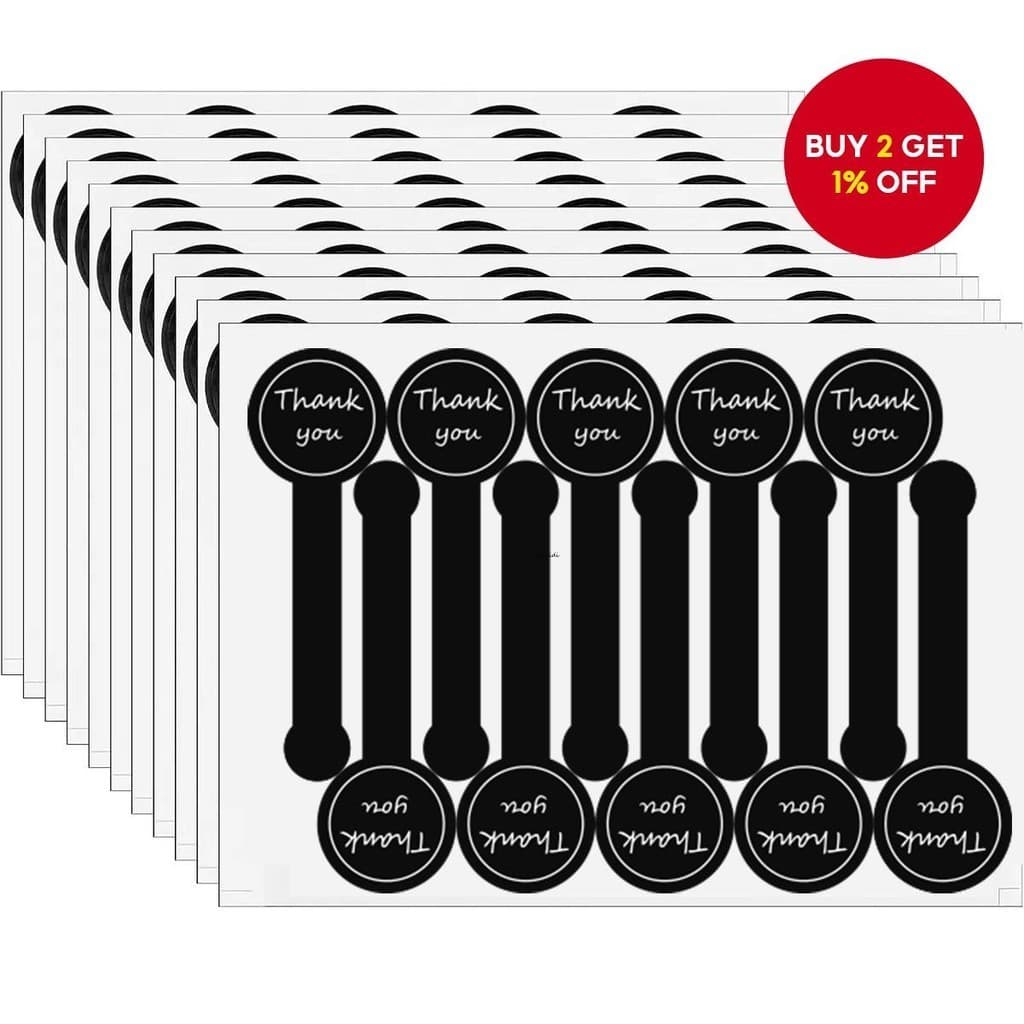 100pcs Adesivos De Agradecimento-Etiqueta Longa Decorativa Para Notas De Embalagem