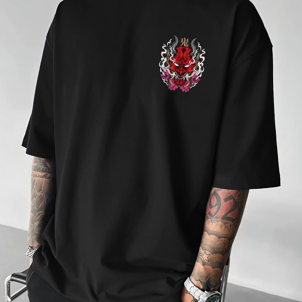 Camiseta Oni Mascara Japonesa Geek 100% Algodão Lançamento Promoção