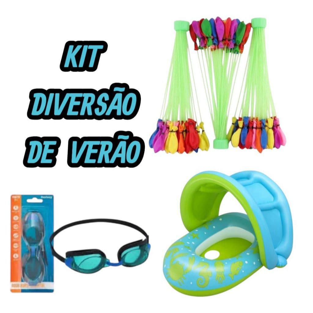 Kit Piscina e Praia Infantil | Óculos de Natação, 111 Bexigas de Água e Boia Bebê