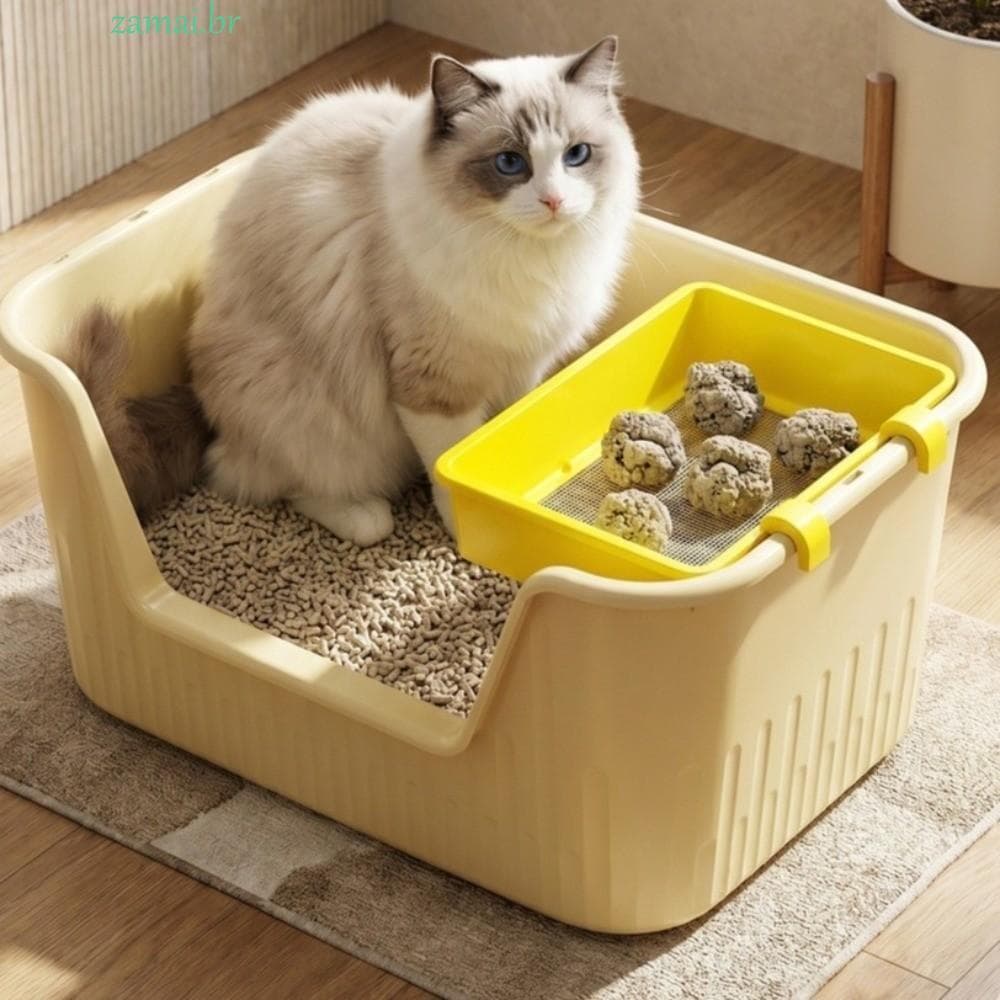 ZAMAI Peneira De Areia De Gato Suspensa , Bandeja De Filtro Animal De Estimação De Plástico Eficiente , Ferramenta De Li