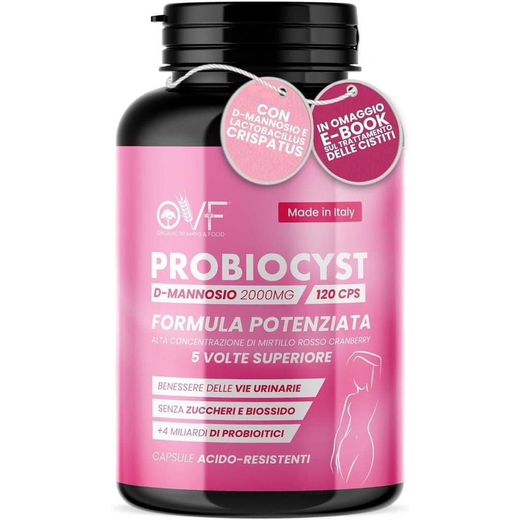 OVF Probiocyst D, uma cápsula de 2000mg contendo glucano puro, vem em embalagem com 120 cápsulas. É um suplemento para m