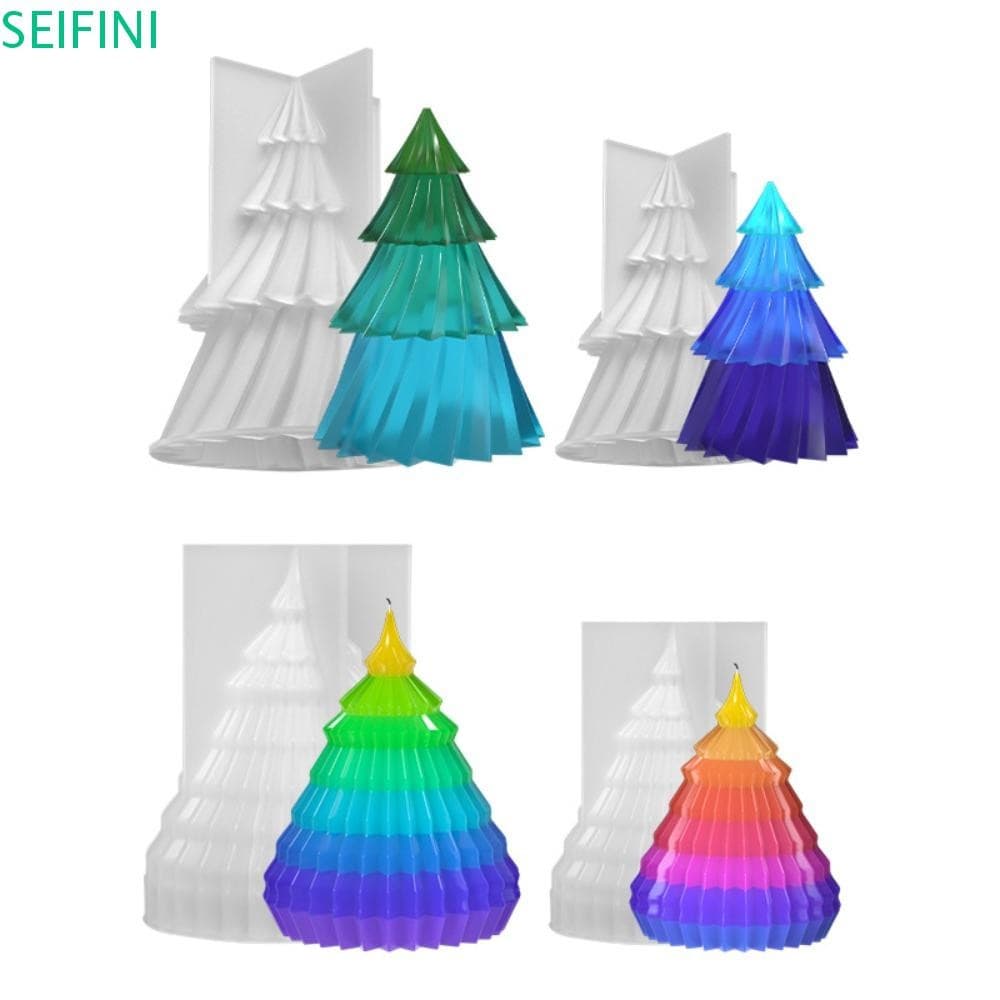Molde De Vela De Árvore De Natal SEIFINI , Sabão De Silicone Em Formato Cônico , Chocolate Macio Listrado Diagonal