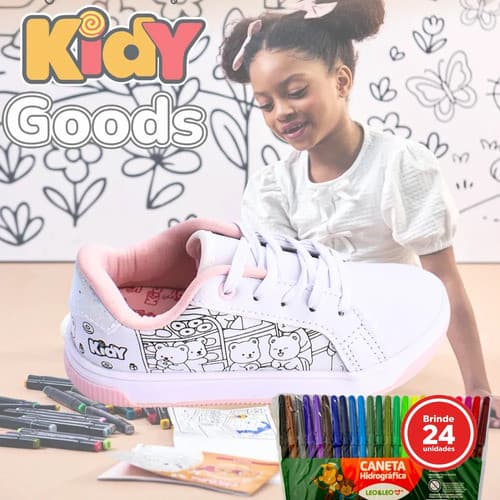 Tenis Kidy Hype Infantil Livro Goods Pintar Colorir
