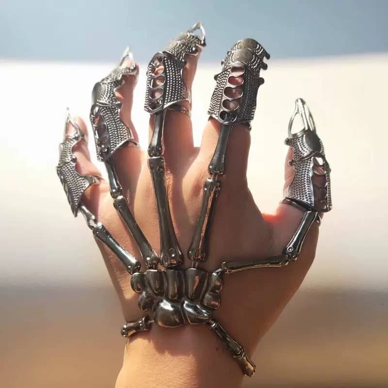 Punk Armadura Anel Esqueleto Mão Pulseira Para Homens Estilo Mecânico Festa Festival Jóias Acessórios