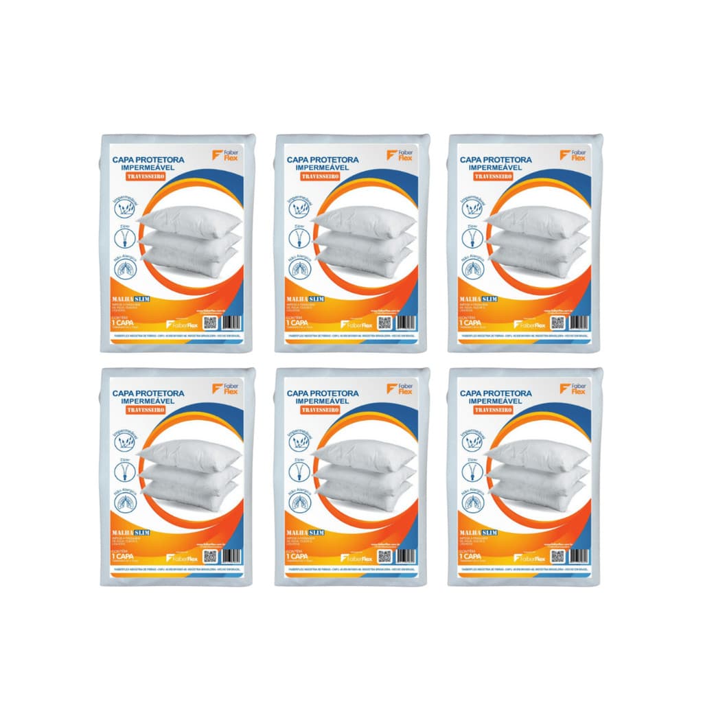 Kit 6 Capas Protetoras Travesseiro Família Impermeável Zíper