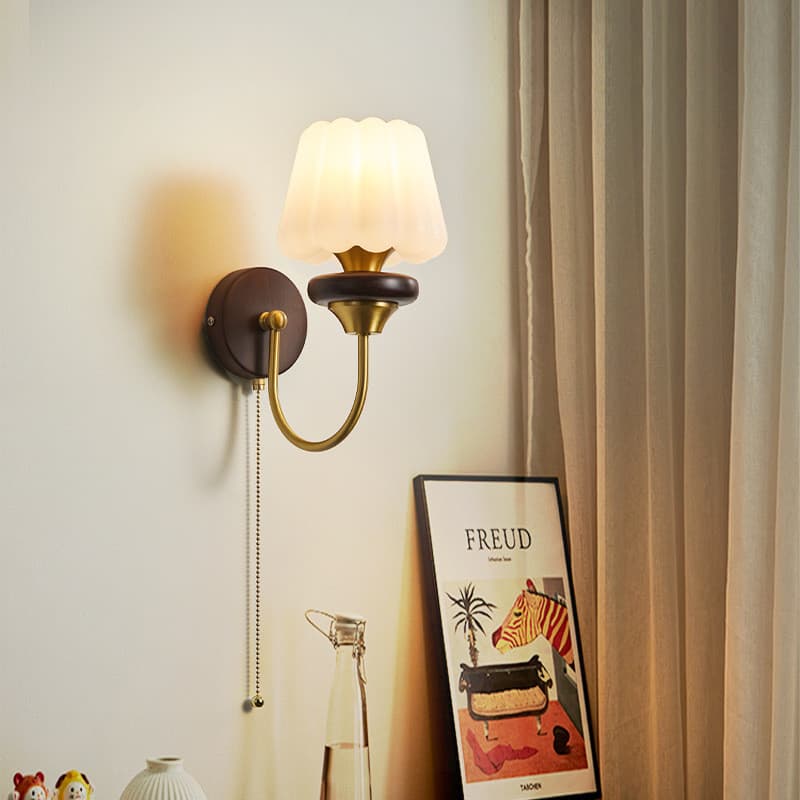 Arandela Estilo Francês, Luminária De Parede LED De Madeira, Ideal Para Decoração De Cabeceira, Corredor E Escritório.