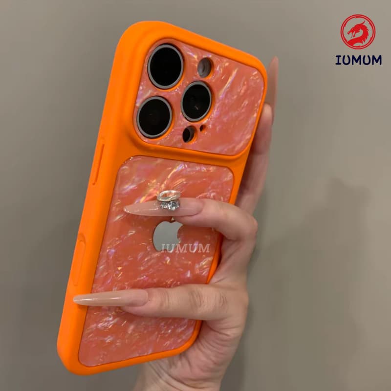 Linda Capa Protetora Com Padrão De Concha Efeito Pérola Para iPhone 14 15 16 17 Pro Max Elegante Traseira De Telefone