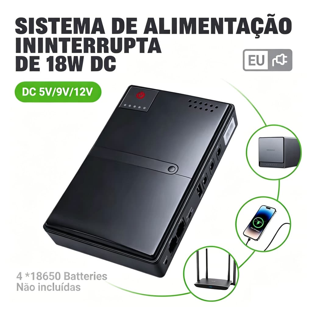 Fonte De Alimentação De Reserva UPS 18W Uninterruptible DC Power Supply DC1018L Para Roteador Óptico