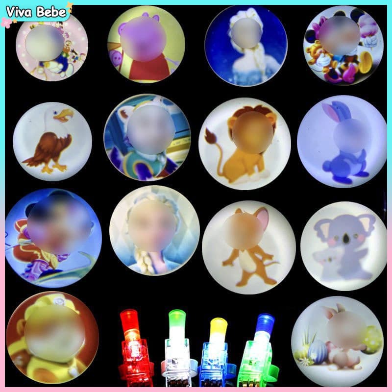 10/20/30pcs Crianças LED Brilho Brinquedo Anel Dedo Luz Projetor De Desenho Animado Vários Padrões