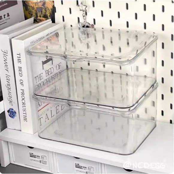 Caixa de armazenamento de mesa Clamshell acrílico transparente Anti-poeira caixa organizadora quarto dormitório escritór