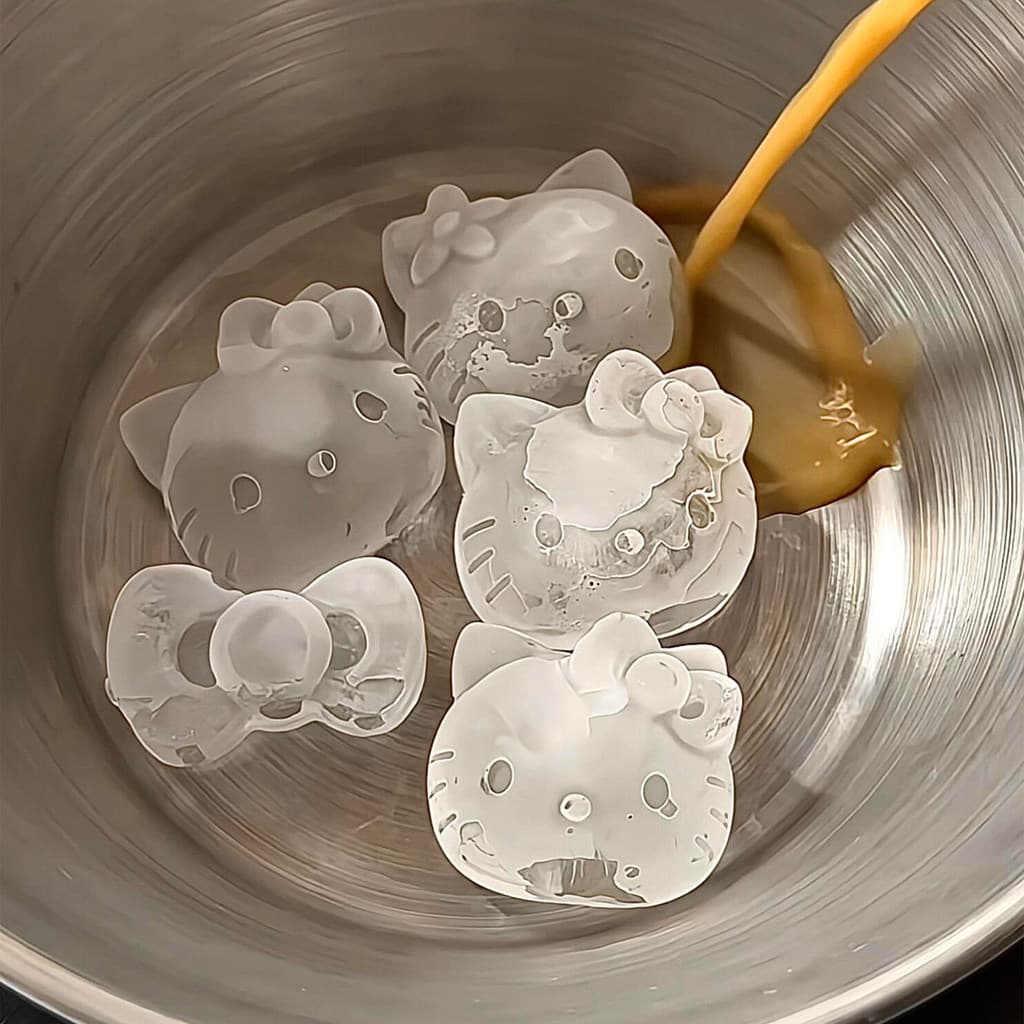 Bonito gatinho cubo de gelo molde doméstico grau alimentício macio Silicone bandeja de gelo caseiro sorvete cubo de gelo