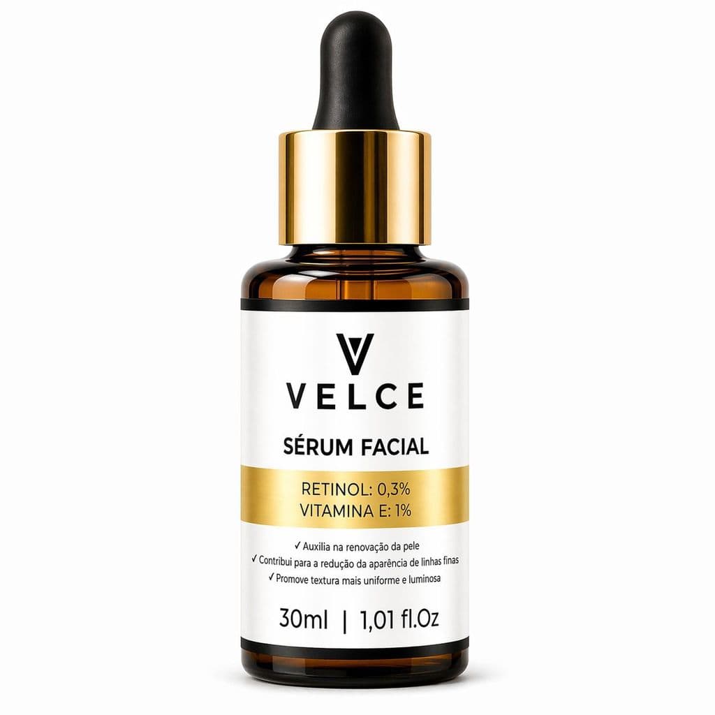 Sérum Facial Velce Retinol 0,3% + Vitamina E 1% - Anti-idade, Anti-oxidativo, Uniformização e Maciez