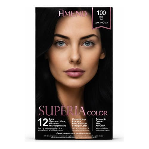 Coloração Creme Amend Superia Preto 100 Profissional Capilar Preto 100