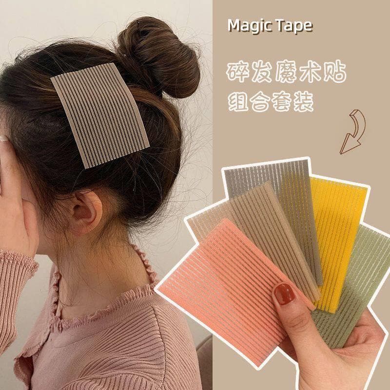 Influenciador menina franja adesivos de cabelo pegajoso Velcro adesivos cabeça adesivos de cabelo cabeça preguiçoso arru