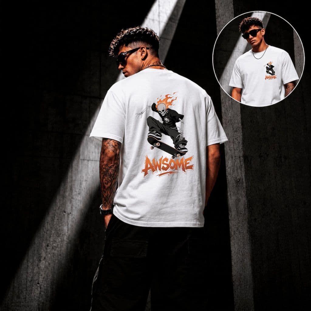 Camiseta Streetwear Básica Unissex Algodão Premium Arte Awsome