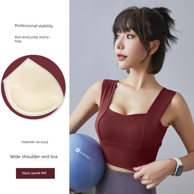 Top fitness academia Top costas cruzadas Sutiã de alta sustentação Juyitang ombro largo fixo feminino fino correndo cole