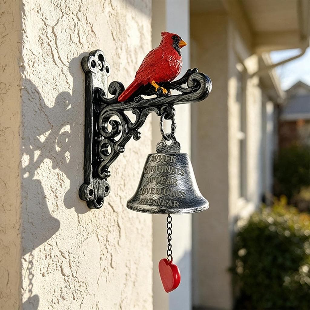 Sino De Porta De Ferro Fundido Retrô Montado Na Parede Vermelho Cardeal Pássaro Decoração Campainha Da Entrada Para Fren