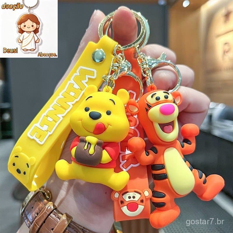 Chaveiro de Carro de Pelúcia 3D Exclusivo de Desenho Animado Winnie the Pooh Burro Tigre Presente