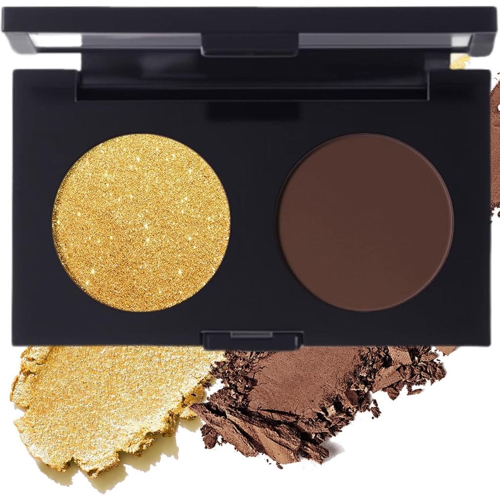 Paleta de sombras com brilho fosco, 2 tons de marrom, à prova d'água, de longa duração, com brilho metálico, maquiagem p