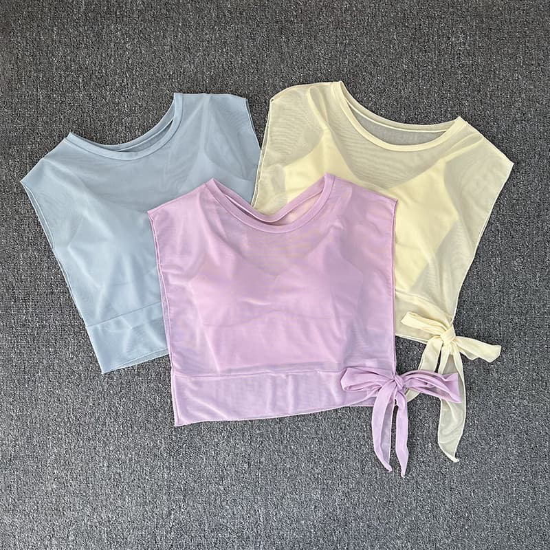Blusa tule superior conjunto de duas peças verão Fitness pele-amigável confortável Yoga correndo de secagem rápida respi