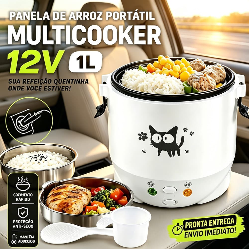Panela Elétrica De Arroz Multifuncional De 12V Para Carros, Caminhões, Campistas E Trailers