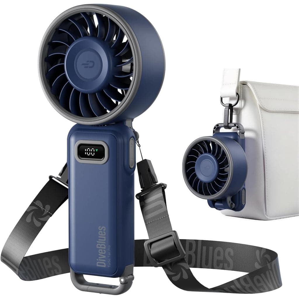 Ventilador Portátil Turbo Diveblues, Ventilador de Mão de Alta Velocidade com 100 Níveis de Velocidade, Ventilador Mini