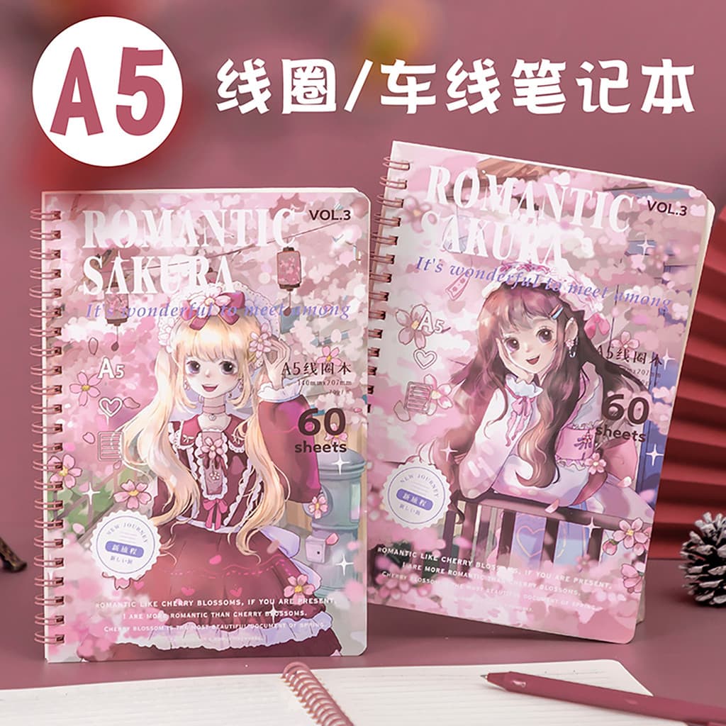 Ins estilo bobina de alto valor caderno estudantes do ensino médio caderno de bobina de alto valor bonito dos desenhos a