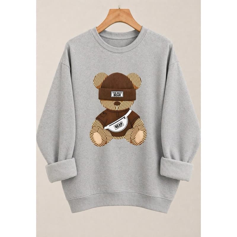 Blusa Moletom Unissex Gola Redonda Careca Ursinho Feminina Blusinha Bloqueira Enbio Imediato