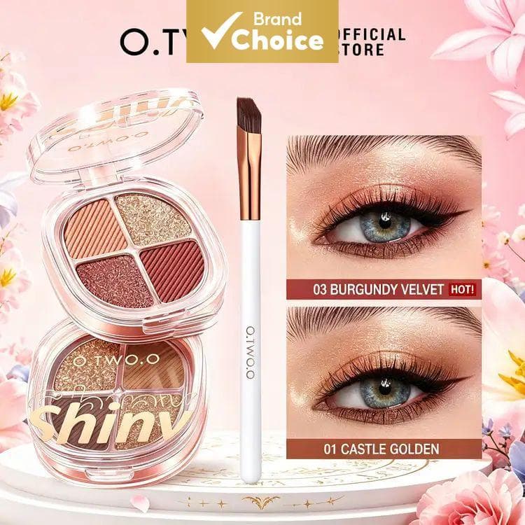 Paleta de sombras O.TWOO com 3 cores foscas e cintilantes, com aplicador, pigmentação intensa para maquiagem dos olhos,