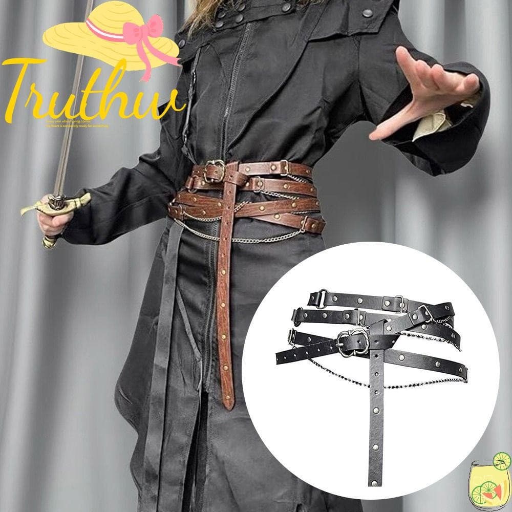 Cintos De Cintura TRUTHW , Cinto De Corrente Ajustável DIY , Fivela De Pino De Metal Vestido De Couro Falso Terno Jeans