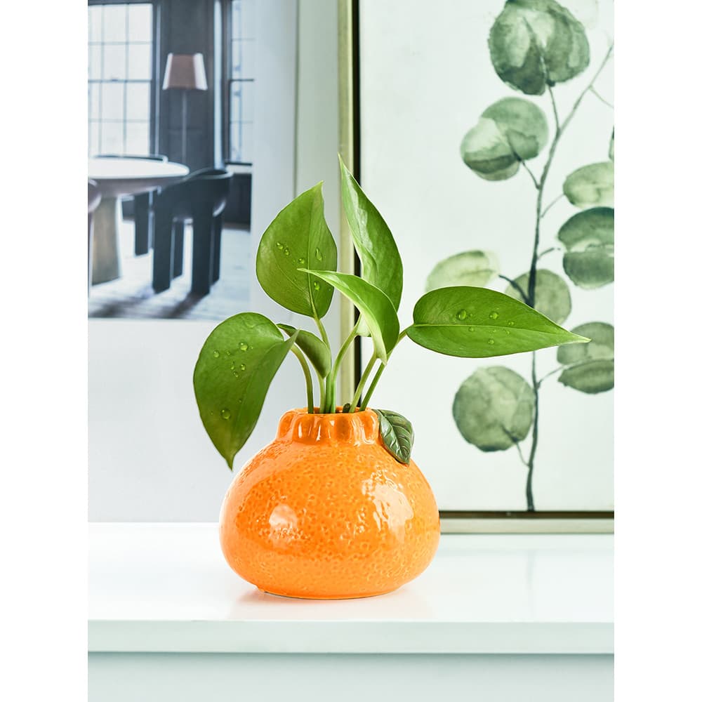 Emocional estável laranja cerâmica pequeno vaso ornamentos High-End sala de estar arranjo flor escritório Desktop H