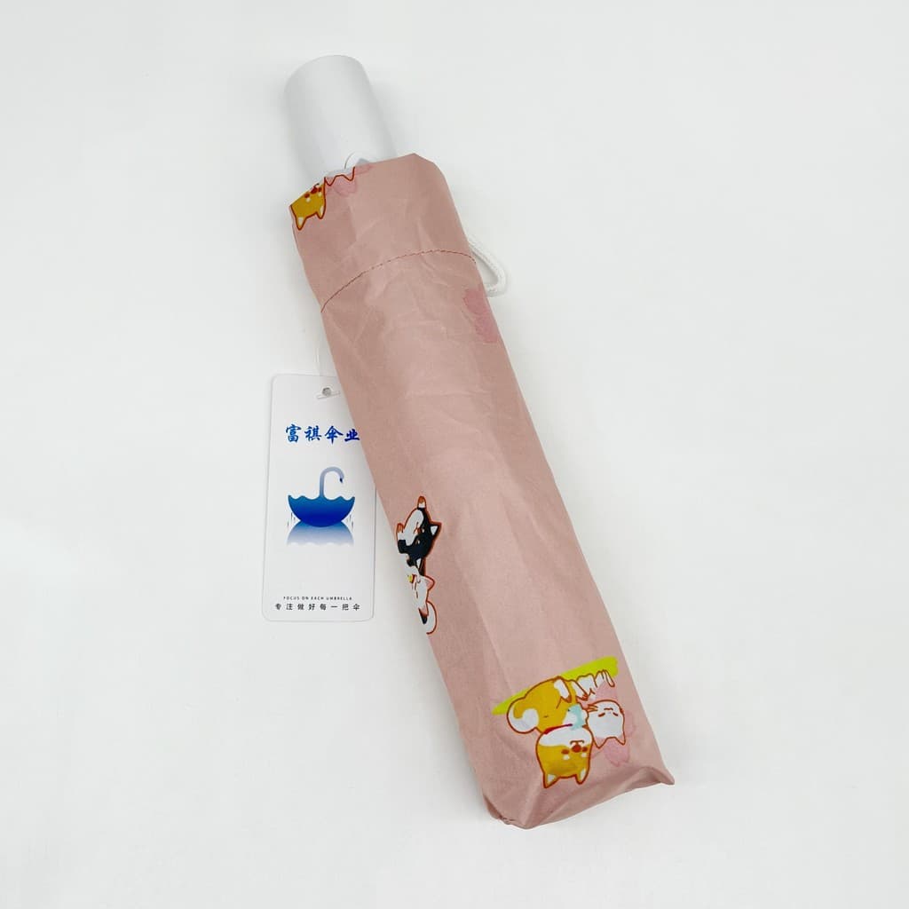 Estilo japonês fresco rosa gato Tri-fold vinil totalmente automático adulto estudante leve portátil dobrável ensolarado