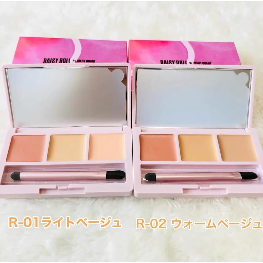[Estoque pronto] Japão DAISYDOLL Corretivo de três cores Paleta de corretivo de correção de cor clara