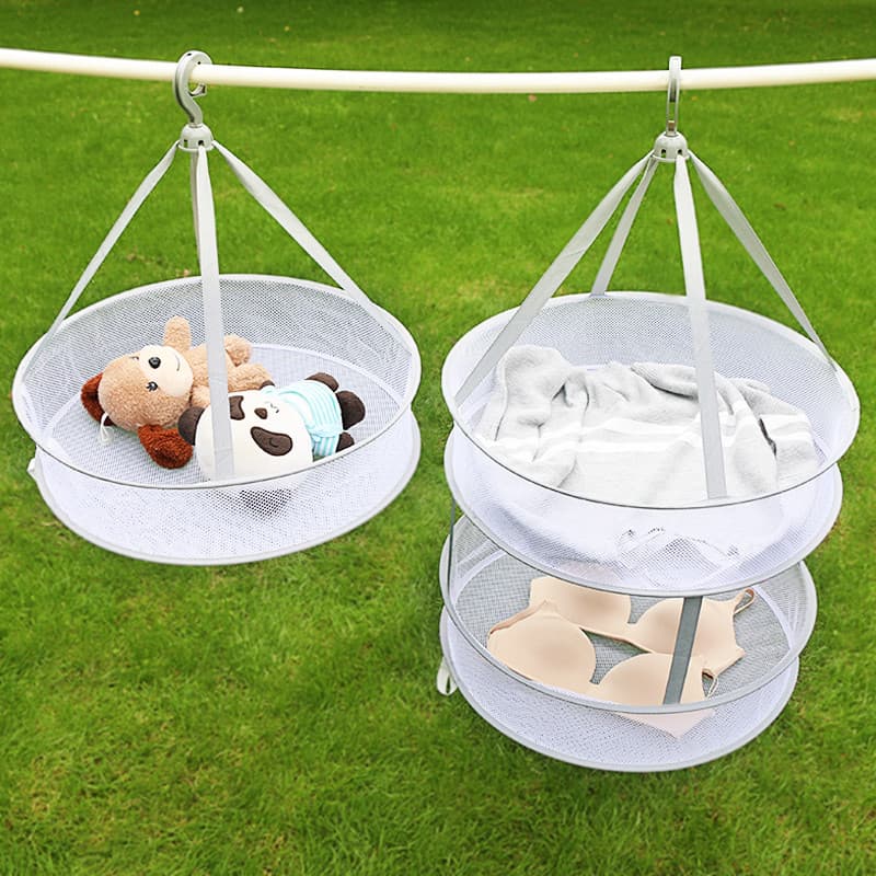Cesta de roupas de camada dupla com bolso de rede de secagem de roupas espessadas Ferramenta útil para secagem de azulej