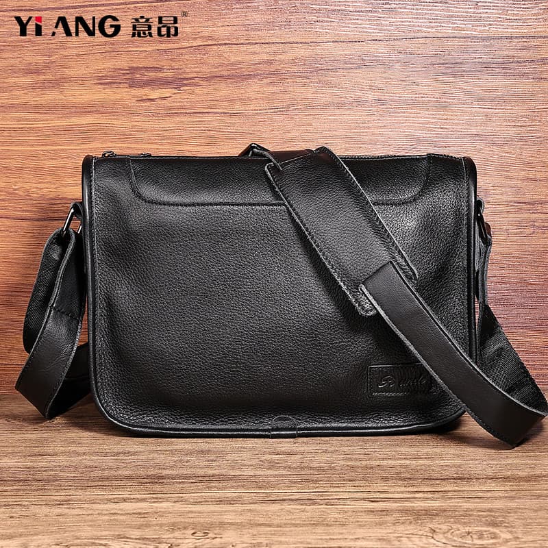 Bolsa de ombro masculina de couro genuíno, bolsa mensageiro Horizontal, primeira camada, Casual, leve, bolsa mensageiro,