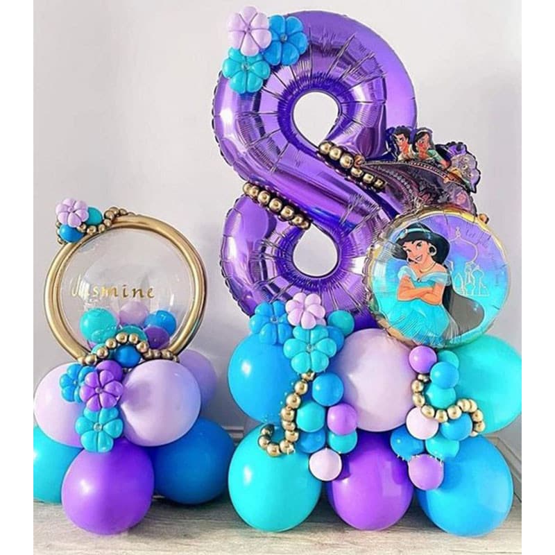 36 Balões Metalizados da Princesa Jasmine do Aladdin, Suprimentos para Decoração de Aniversário, Presentes para Crianças