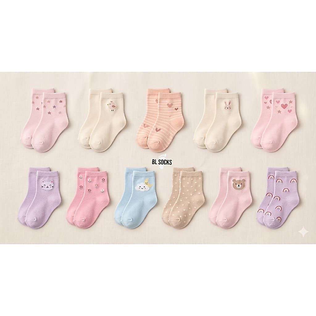 Kit 24 Pares de Meias Infantis Menina Feminina Leves e Confortáveis 2 a 10 Anos