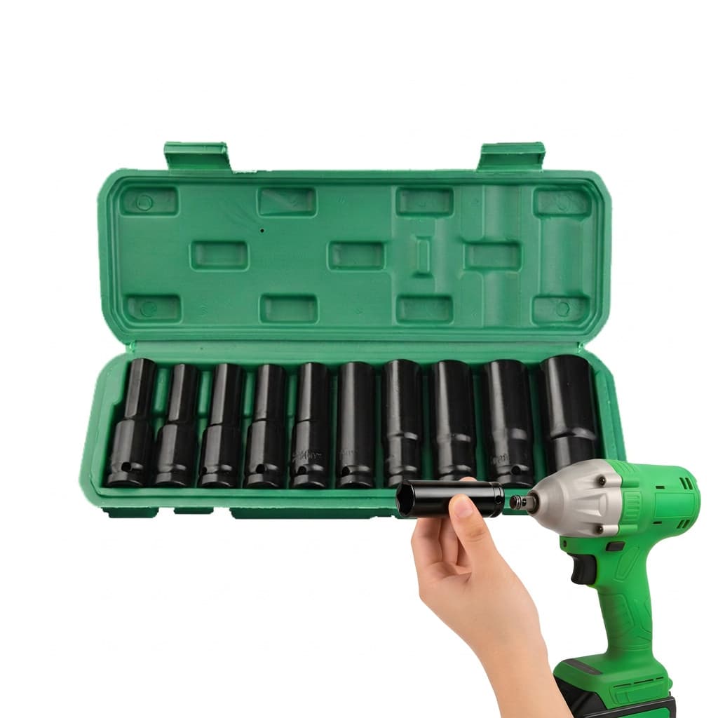Kit Maleta Soquete de Impacto Material de Aço Carbono Alta Qualidade Soquete Sextavado Longo
